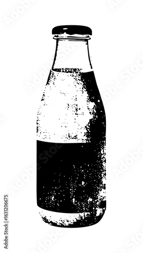 Vector bottle with dark liquid inside.