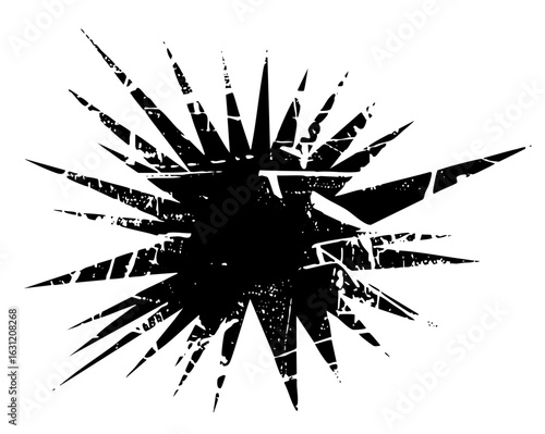 Vector Abstract burst of jagged spiky shapes creates a dynamic explosion.