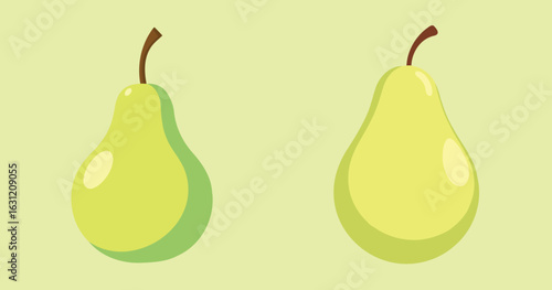 Minimalist Green Pear Fruit Vector Clipart