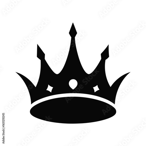 Black silhouette of a royal crown with jewels king queen