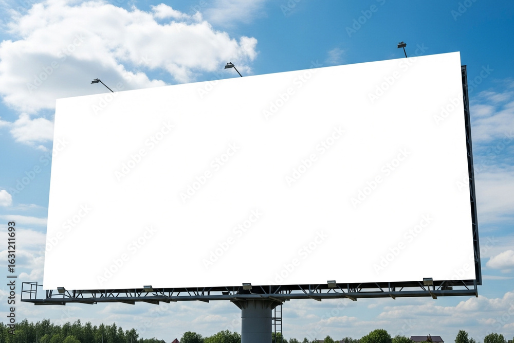 Obraz premium Blank Billboard Against a Cloudy Sky, Ready for Advertising, Outdoor Media Space