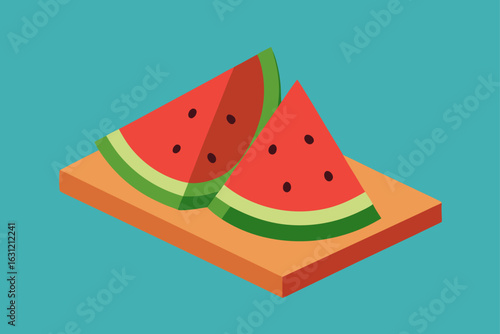 watermelon slices on wooden cutting board