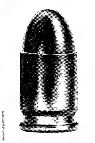 Vector Detailed of a metallic cartridge bullet with a rounded tip.