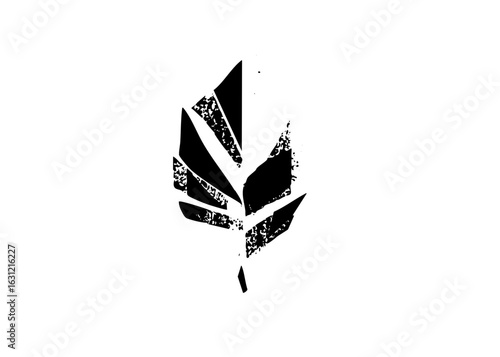 Vector Abstract black leaf with fragmented .