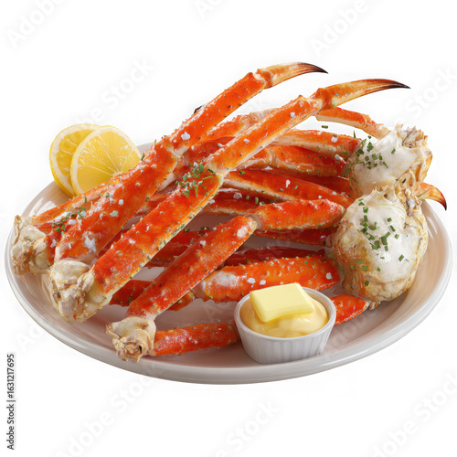 Wallpaper Mural Delicious snow crab legs served with lemon and butter on a white plate isolated on transparent background Torontodigital.ca