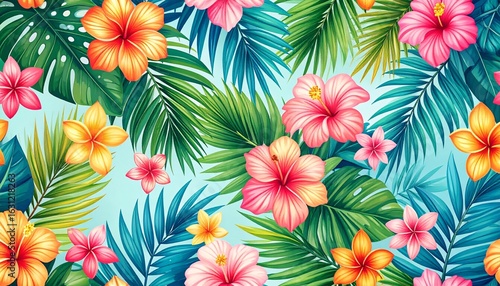 Vivid Seamless Botanical Illustration