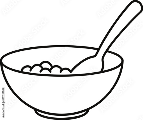 Bowl of cereal with spoon isolated on transparent background