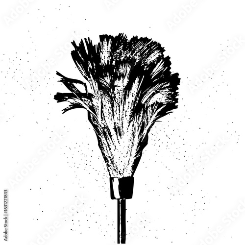 Vector Detailed of a feather duster with a long handle.