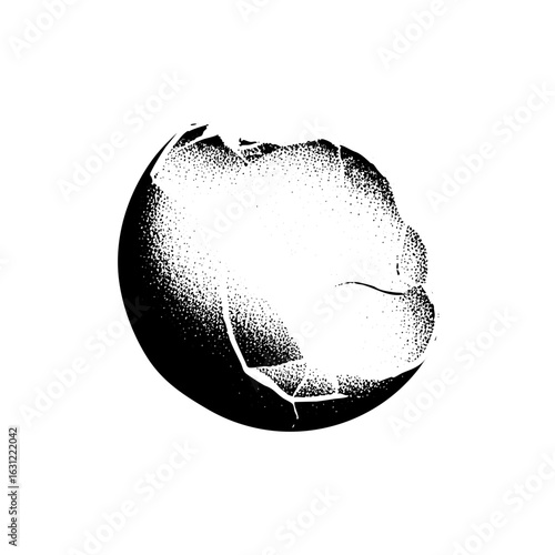 Vector Abstract cracked sphere with dotted texture.