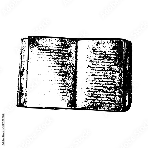 Vector Detailed of an open book with textured pages.