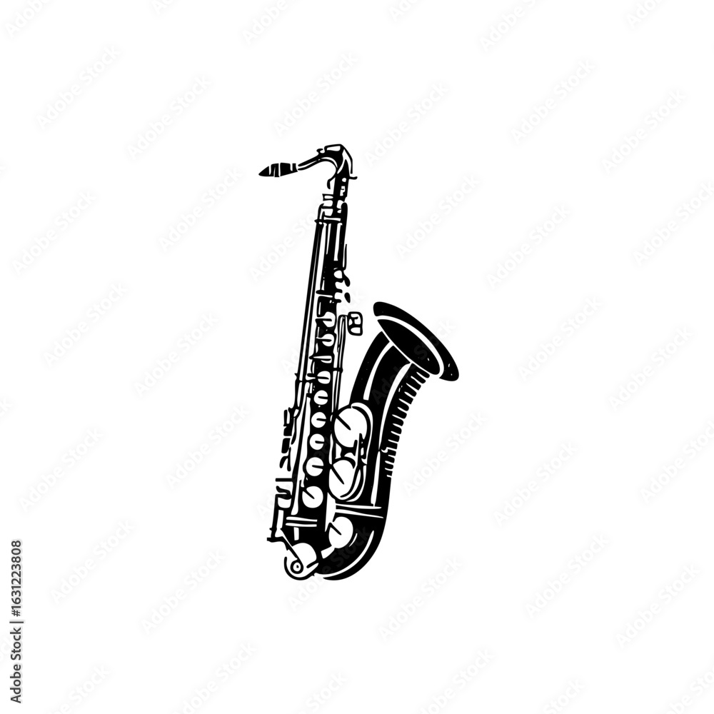 Fototapeta premium Vector Detailed vector of a golden saxophone instrument.