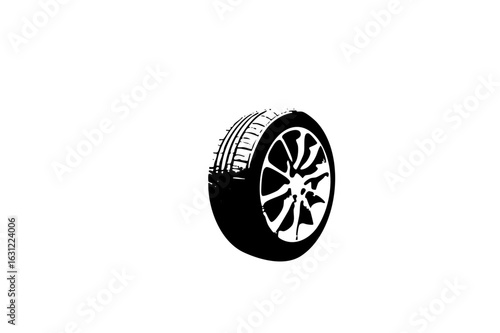 Vector Detailed automotive wheel with radial tire tread.