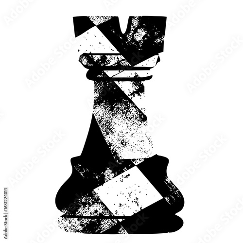 Vector Abstract black rook chess piece .