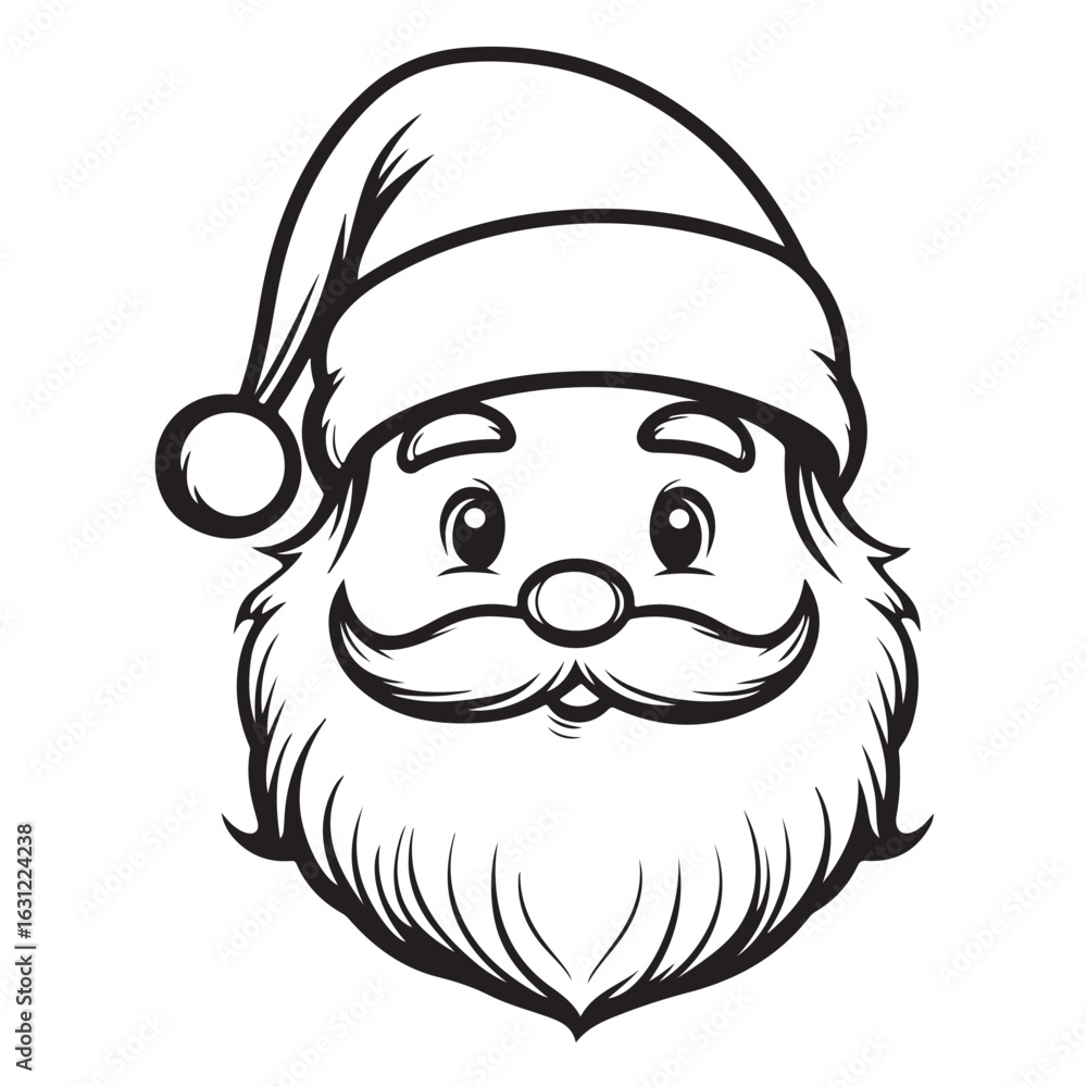 Obraz premium christmas santa head line art silhouette vector illustration