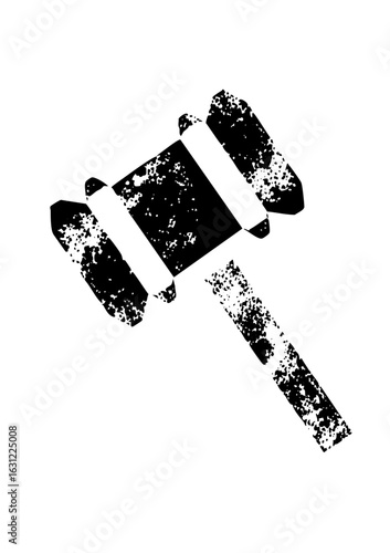 Vector Distressed black gavel depicts legal justice.