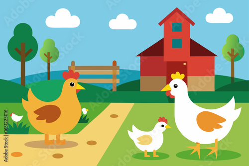 hens and ducks roaming freely in farmyard lively scene