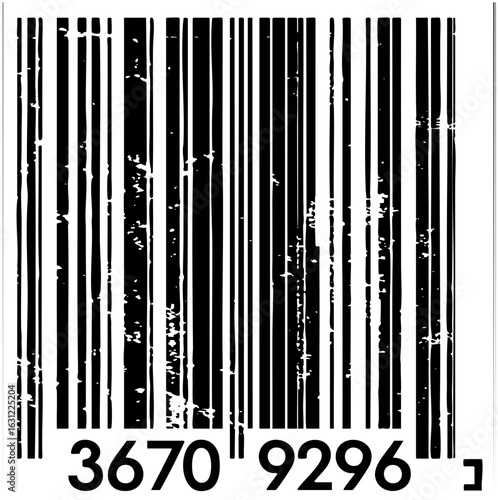Vector Distressed barcode with numeric text .