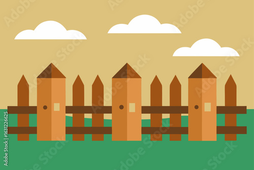 wooden fence enclosing village courtyard fenced area