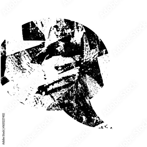 Vector Abstract portrait of a face in distressed monochrome vector style.