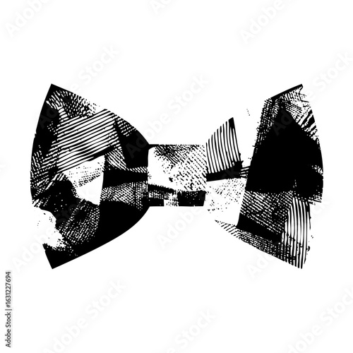 Vector Detailed bow tie with textured strokes.