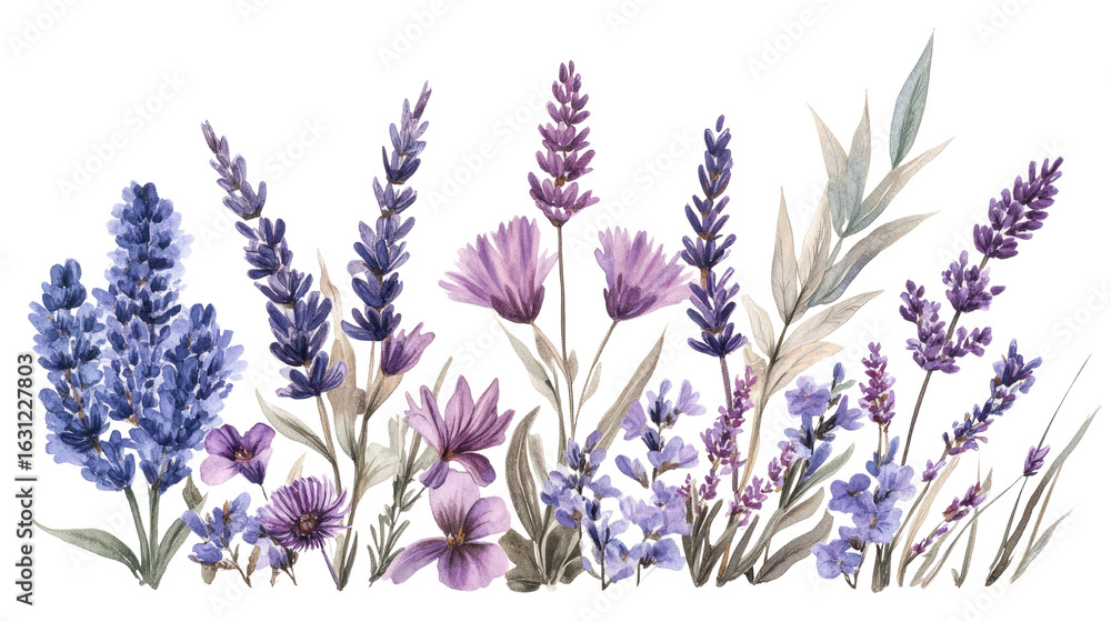Naklejka premium lavender flowers on white background