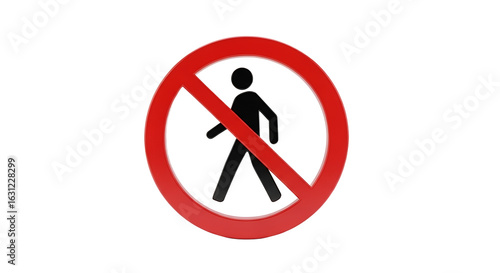 Prohibition of Pedestrians: A Vibrant Red Warning Sign on a Clean White Backdrop Portraying Restriction