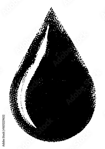 Vector Black droplet with textured edges.