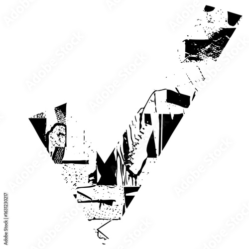 Vector Abstract composed of fragmented geometric shapes.