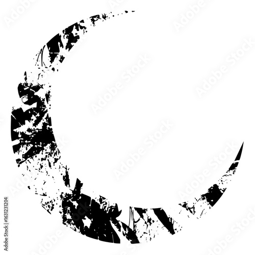 Vector Distressed circular frame with fragmented edges creates a grunge effect.