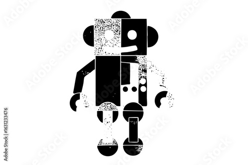 Vector Geometric robot with distressed texture