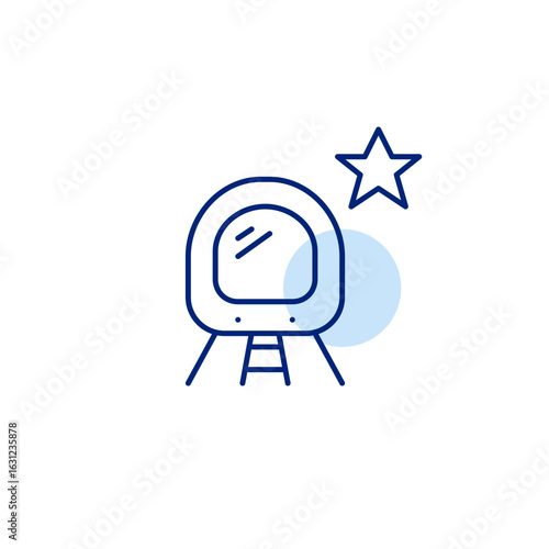 Subway train and star. Historic or iconic route, off peak hours transit. Pixel perfect, editable stroke vector icon