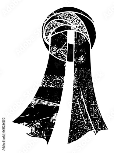Vector Intricate turban with flowing scarf details.