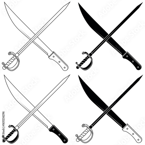 Machete and sword Cold weapon with metal blade