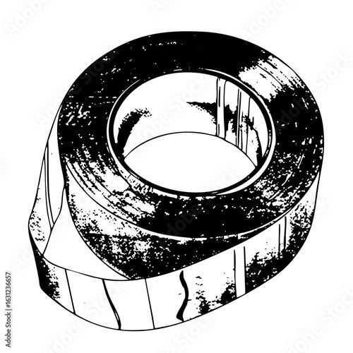 Vector Detailed of a rolled adhesive tape with textured surface.