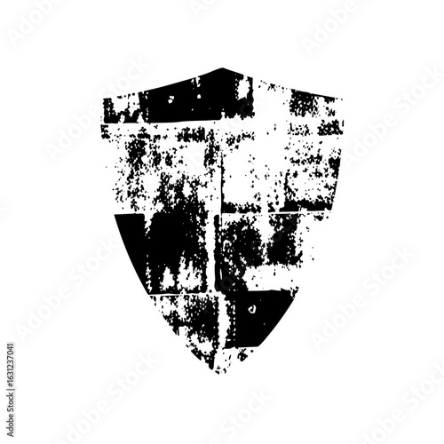 Vector Distressed shield with fragmented elements.