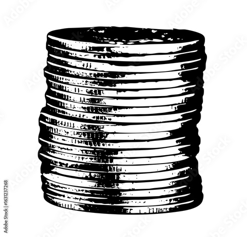Vector Stacked discs in monochrome style.
