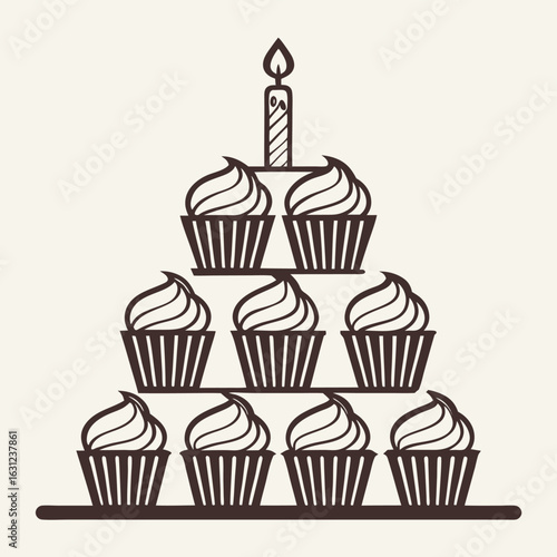 Pyramid of Cupcakes and Candles
