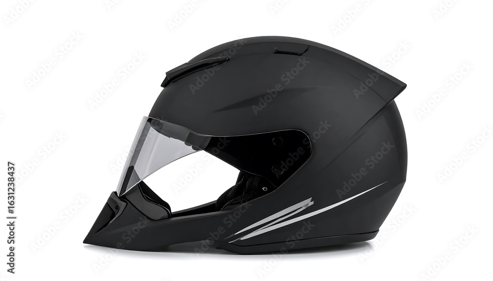 Fototapeta premium Black motorcycle helmet profile
