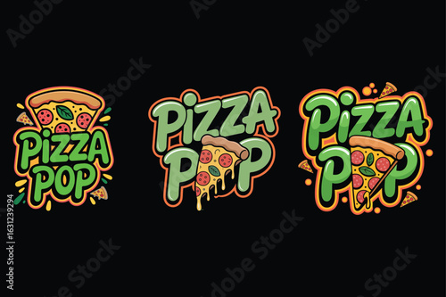 Pizza pop logo design with slices food italian