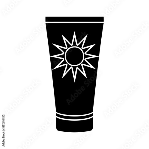 Sunscreen Tube With Sun Emblem Protecting Skin From Ultraviolet Radiation