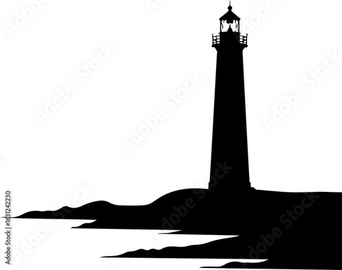 lighthouse silhouette vector illustration, lighthouse, tower, sky, sea, building, architecture, light, sunset, beacon, ocean, beach, landscape, landmark, water, travel, tall, house, coast, clouds, coa