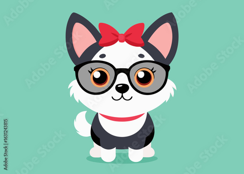 Funny cute cartoon vector art illustration of a domestic feline kitten with a black paw