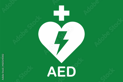 Aed automated external defibrillator sign for medical safety