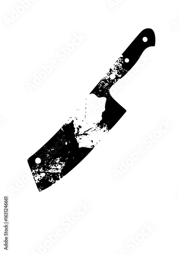 Vector Distressed cleaver with a textured handle.
