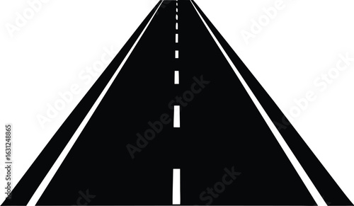long highway marking road silhouette vector