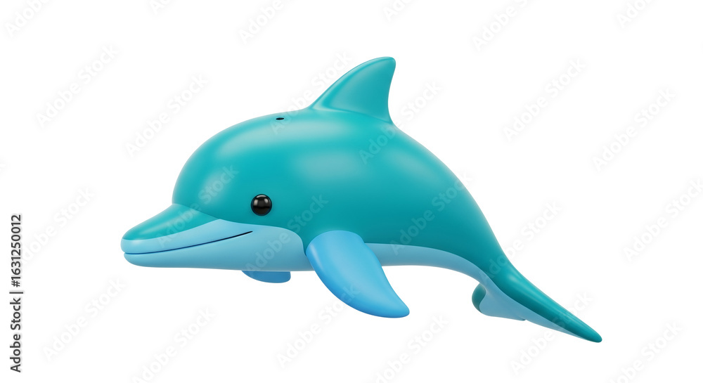 Fototapeta premium Cheerful Cyan Creature: A Whimsical Depiction of a Dolphin in a Playful and Cartoonish Style