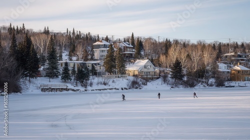Wallpaper Mural Winter scene of houses on a frozen lake. Torontodigital.ca