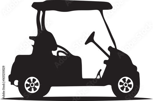 Silhouette of a golf cart on a white background
