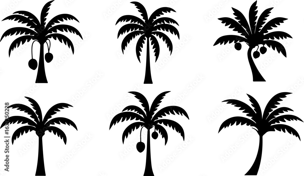 Fototapeta premium Palm Tree Silhouette Bundle | Tropical Tree Vector graphics vector Set bundle