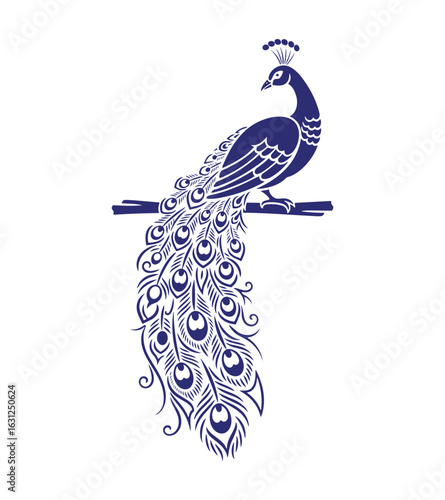 Peacock Pattern Vector, Bird Vector, Peacock Bird Pattern Vector, Bird Motive, Peacock Bird Vector Illustration.